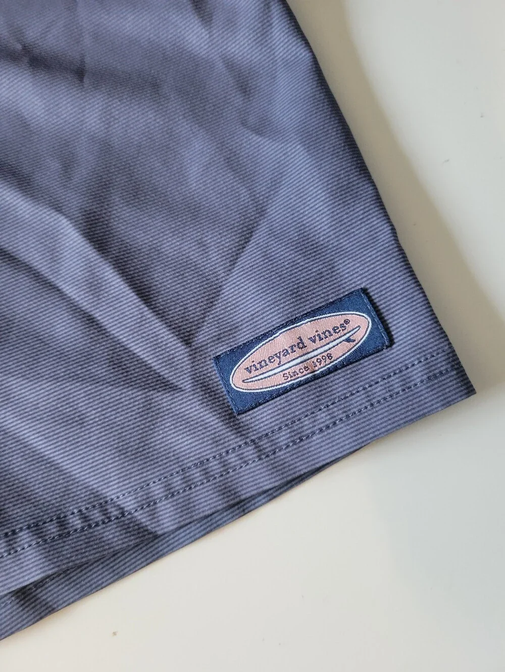 Vineyard Vines Performance Coral and Blue Stripe Board Shorts 32